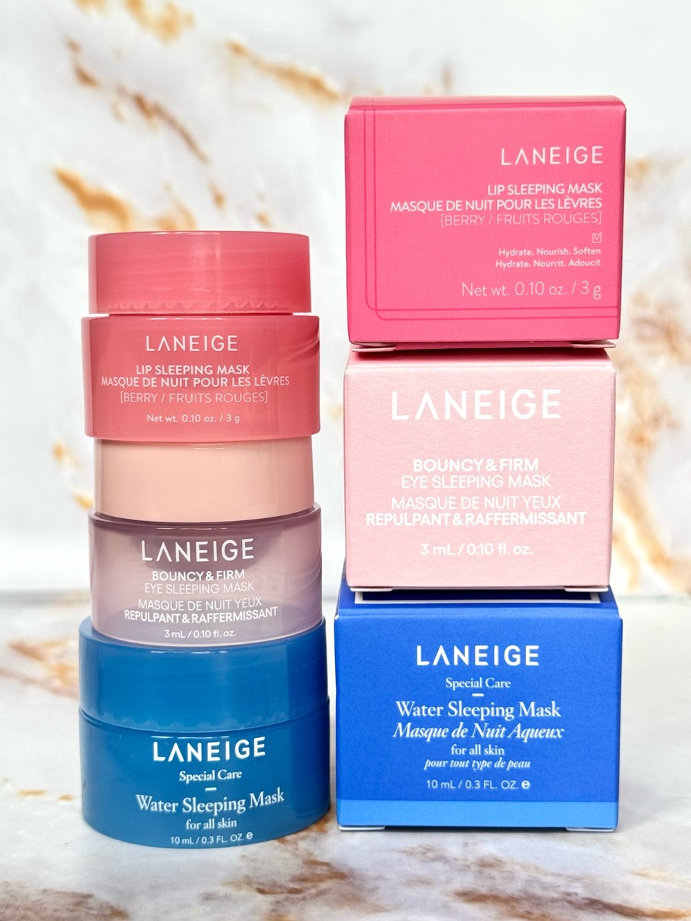 Laneige Bouncy & Firm Eye Sleeping Mask, Water Mask, Lip Mask, Travel Bundle NEW